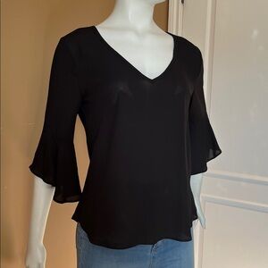Le Chateau Black Blouse with V-Neck